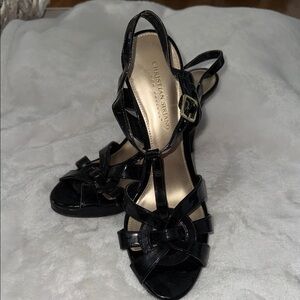 Christian Audigier Black Patent Leather Strappy Heels
